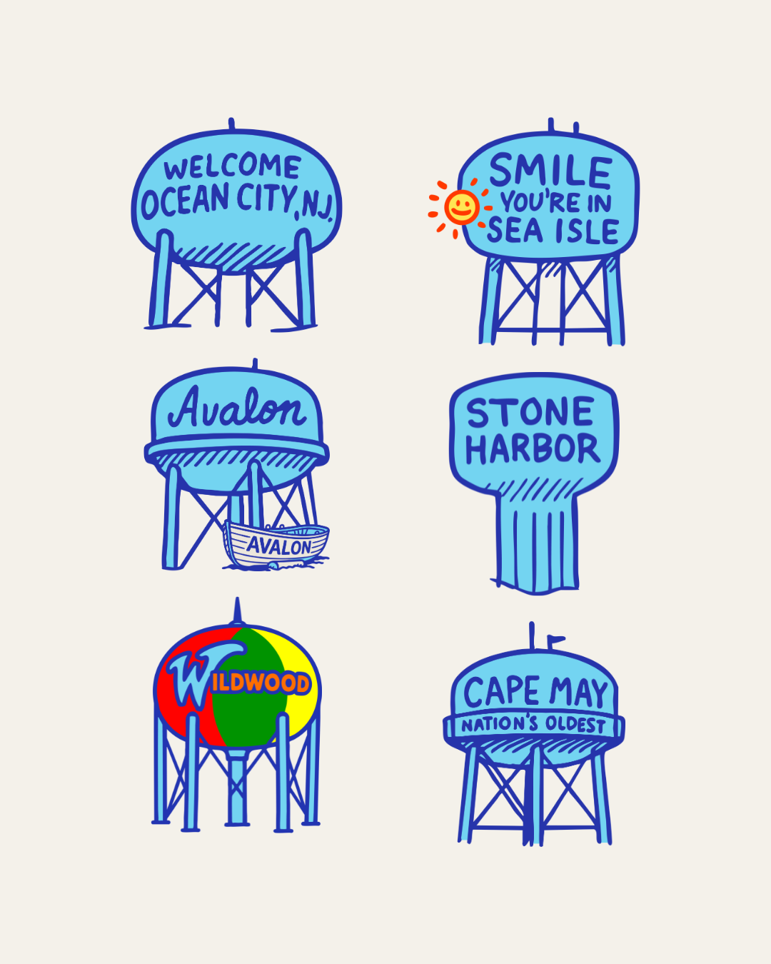 Jersey Shore Water Towers